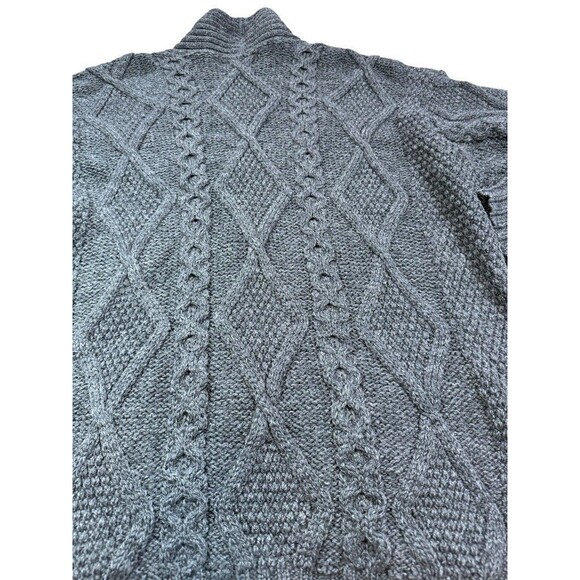 Aran Crafts Sweater Mens Size XXL Gray Merino Wool Cardigan Shawl Collar Cable - Picture 2 of 8
